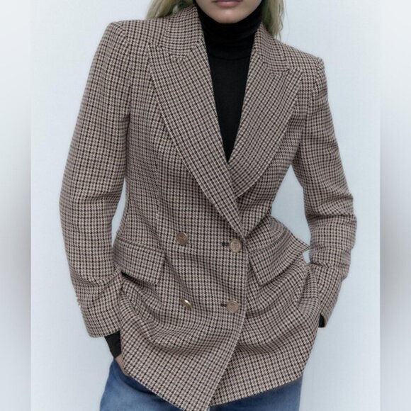 NWT Zara Blogger Favorites Plaid Double Breasted Women's Blazer Jacket Size XS. - Picture 6 of 16